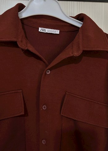 Düğmeli kiremit renginde gömlek hafif kalça kapatıyor - Görsel 4