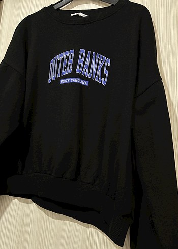 Siyah Kadın Oversize Sweatshirt - Görsel 2