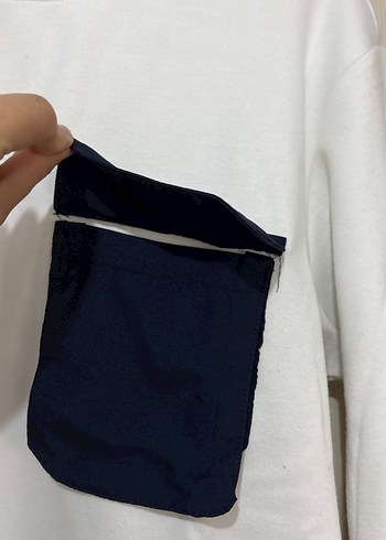 Siyah Cepli Beyaz Kadın Sweatshirt - Görsel 3