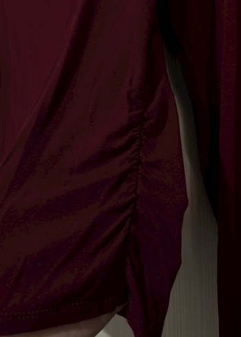 Bordo Kadın Uzun Kollu Boğazlı Bluz - Görsel 2