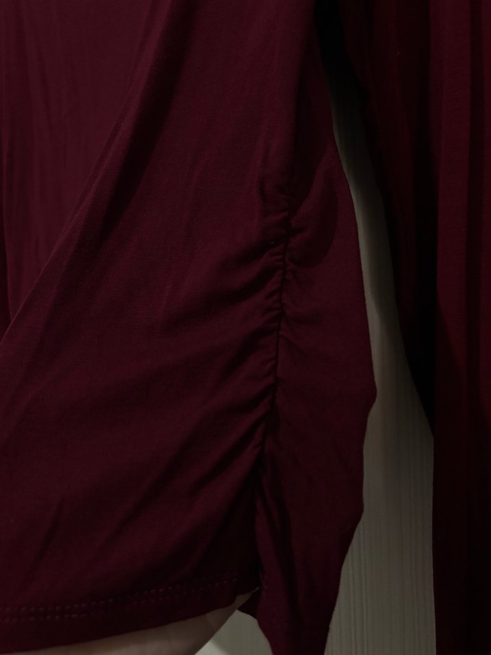 Bordo Kadın Uzun Kollu Boğazlı Bluz - Görsel 2