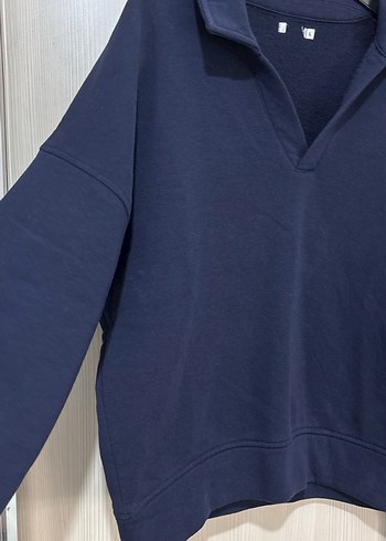 Kadın Lacivert V Yakalı Sweatshirt - Görsel 2