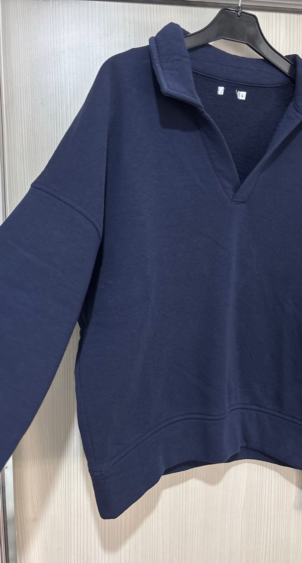 Kadın Lacivert V Yakalı Sweatshirt - Görsel 2