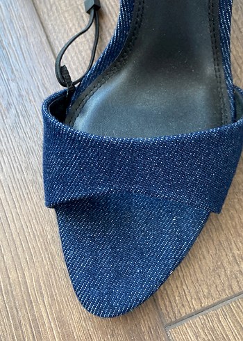 Zara Mavi Kot Stiletto Topuklu Kadın Sandalet