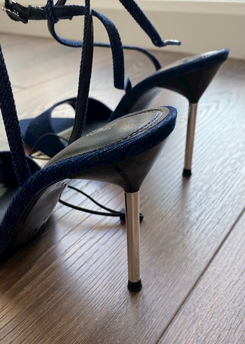 39 Beden mavi Renk Mavi Kot Stiletto Topuklu Kadın Sandalet