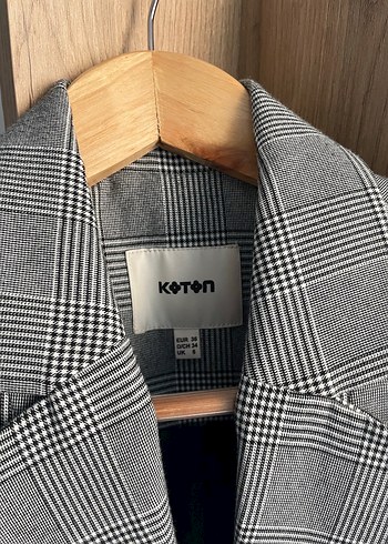 34 Beden Gri Kareli Kadın Blazer Ceket
