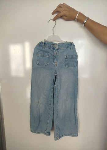 Düğmeli Mavi Pastel Kız Kot Pantolon