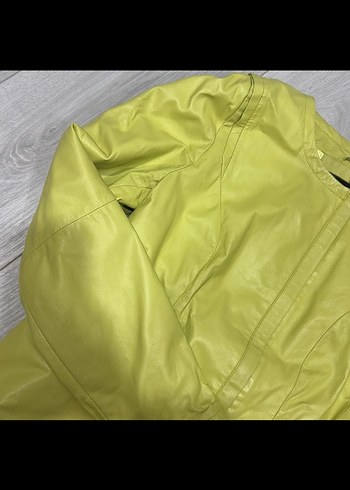 Roberto Cavalli Sarı Kadın Deri Ceket, Mini, Düğmeli