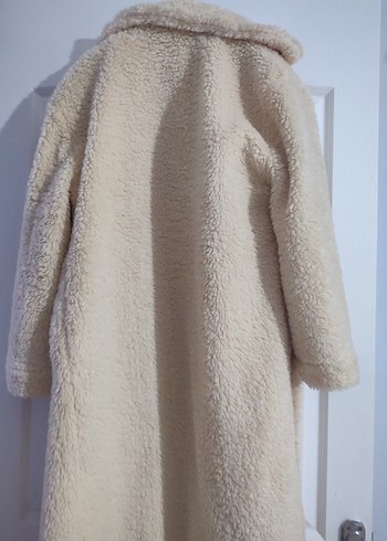 Bej Uzun Peluş Kadın Kaban - Görsel 3