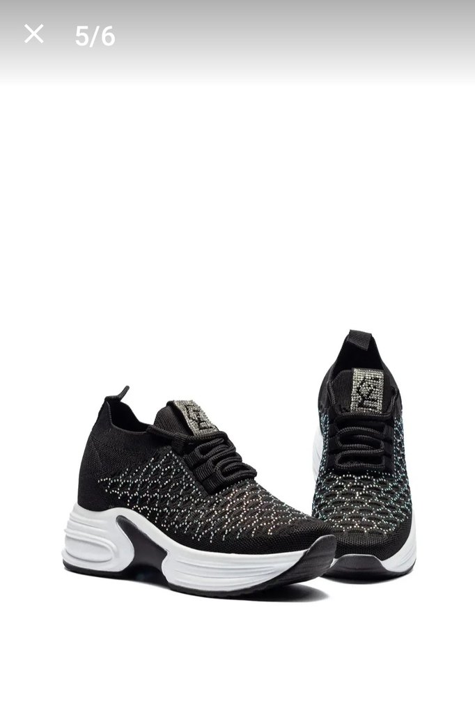 Yılan Desenli Siyah Platform gizli topuk Spor Ayakkabı - Görsel 3