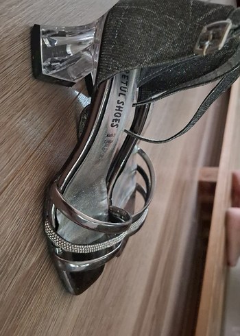 Diğer Gri Yılan Desenli Tokalı Stiletto kız çocuk Ayakkabı
