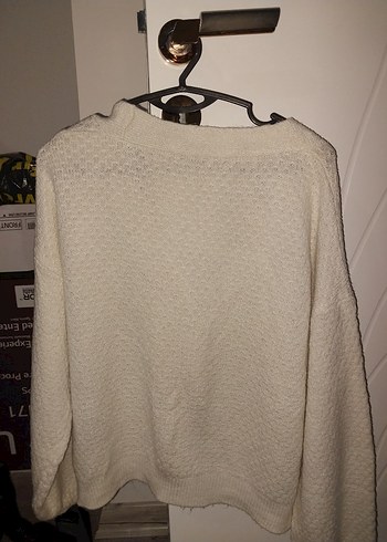 Düğmeli Beyaz Midi Kadın Hırka - Görsel 2