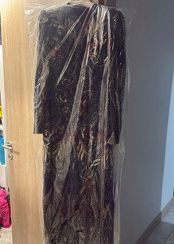 Uzun Kol Payetli Bohem Kadın Abiye Elbise - Görsel 3