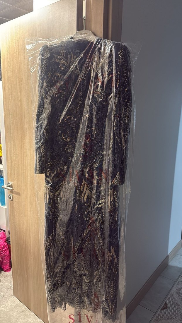 Uzun Kol Payetli Bohem Kadın Abiye Elbise - Görsel 3