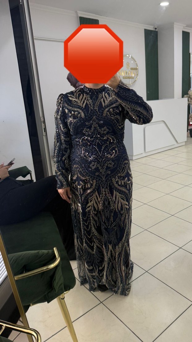 Uzun Kol Payetli Bohem Kadın Abiye Elbise - Görsel 2