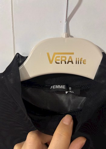 Siyah Uzun Kollu Tül Dik Yaka Bluz - Görsel 4