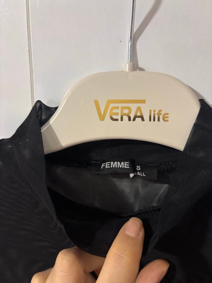 Siyah Uzun Kollu Tül Dik Yaka Bluz - Görsel 4