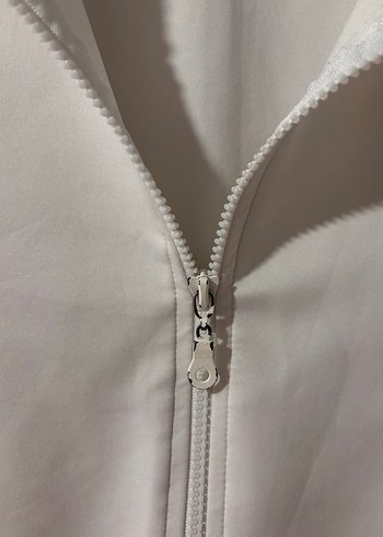 Beyaz Kısa Fermuarlı Kadın Ceket - Görsel 4