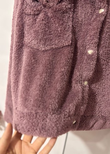 Peluş Gül kurusu Mini Kadın Ceket - Görsel 2