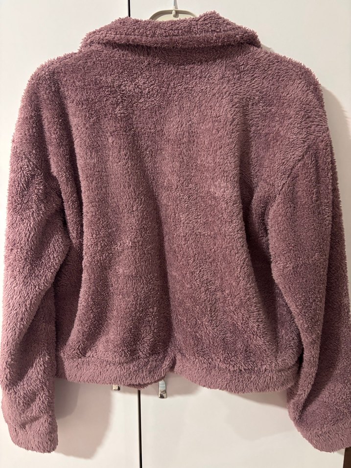 Peluş Gül kurusu Mini Kadın Ceket - Görsel 5