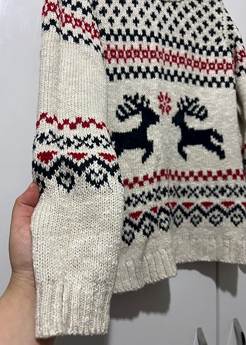 m Beden Boğazlı Nakışlı Bej Kadın Triko Kazak