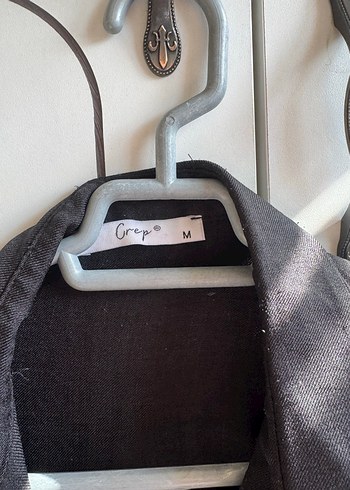 Diğer Düğmeli Gri Keten Kadın Gömlek