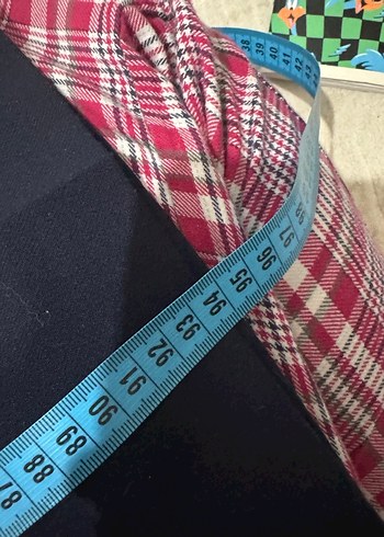 44 Beden Düğmeli Lacivert Midi Kumaş Pantolon