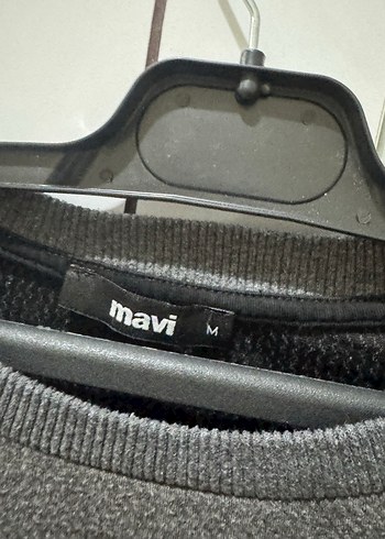 Mavi Gri Uzun Kollu Mavi Baskılı Sweatshirt