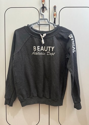 Gri Baskılı Kadın Sweatshirt