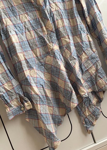 Düğmeli Ekoseli Uzun Kollu Kadın Gömlek - Görsel 2