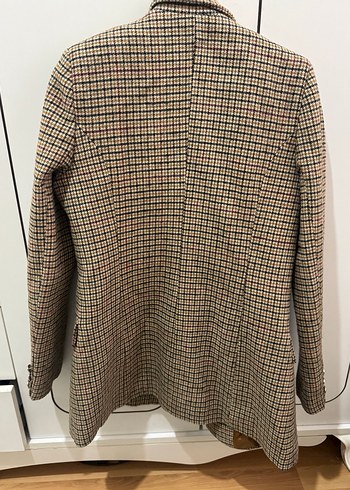 Düğmeli Kareli Kadın Blazer Ceket - Görsel 4