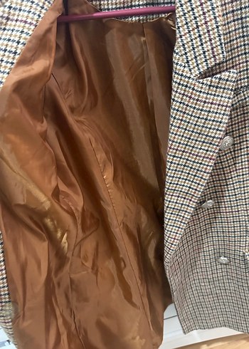 Düğmeli Kareli Kadın Blazer Ceket - Görsel 3