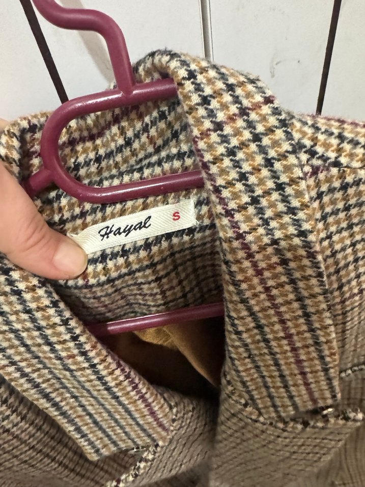 Düğmeli Kareli Kadın Blazer Ceket - Görsel 2