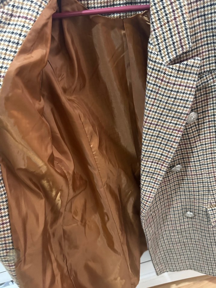 Düğmeli Kareli Kadın Blazer Ceket - Görsel 3