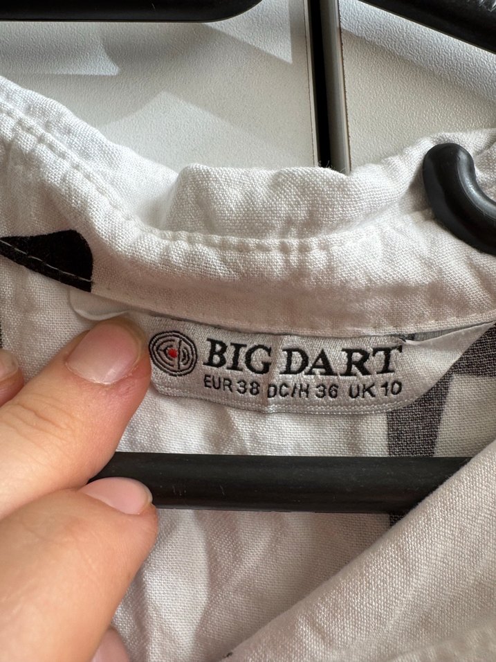 Uzun Kollu Geometrik Desenli Keten Gömlek - Görsel 2