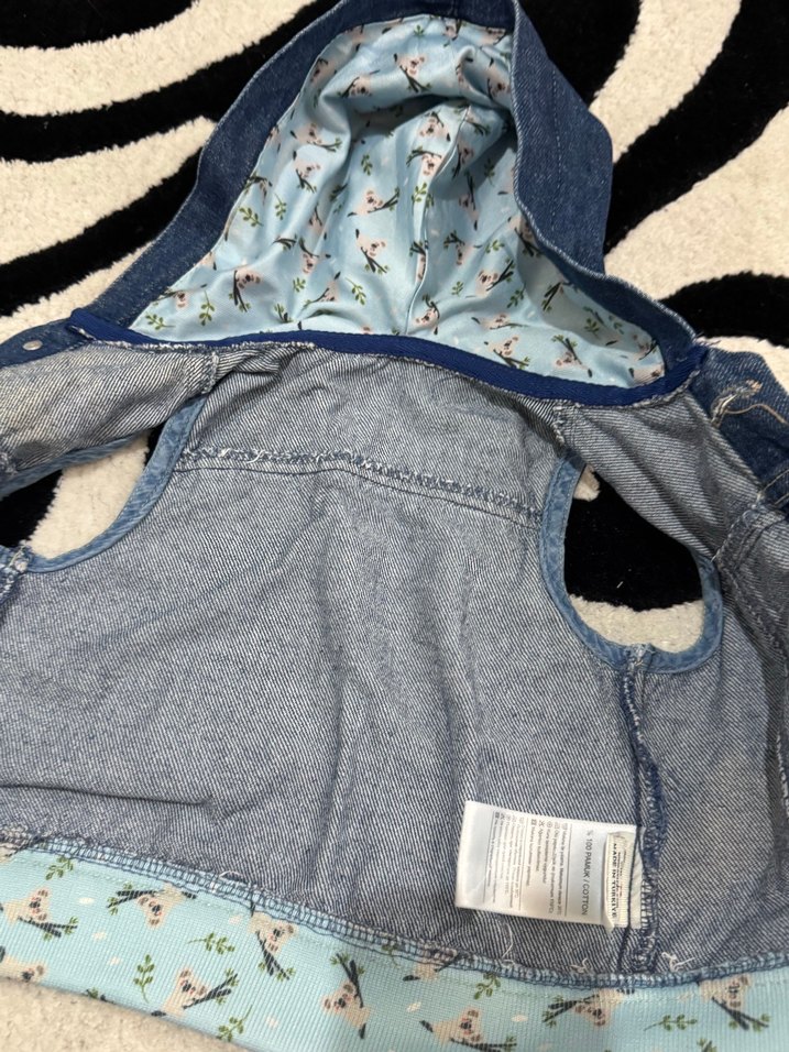 Kız Çocuk Nakışlı Kürklü Denim Yelek - Görsel 3