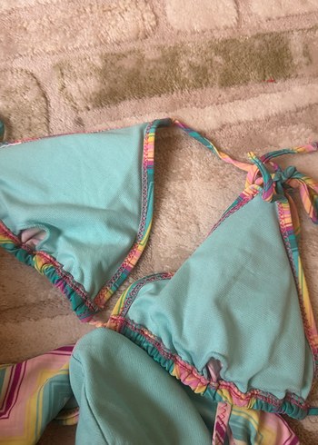 Renkli Bağlamalı Strappy Bikini Takımı - Görsel 4