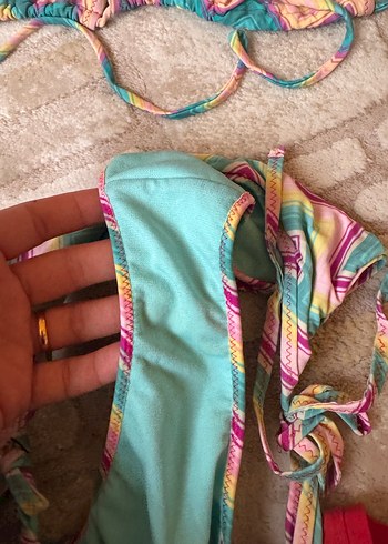 Renkli Bağlamalı Strappy Bikini Takımı - Görsel 3