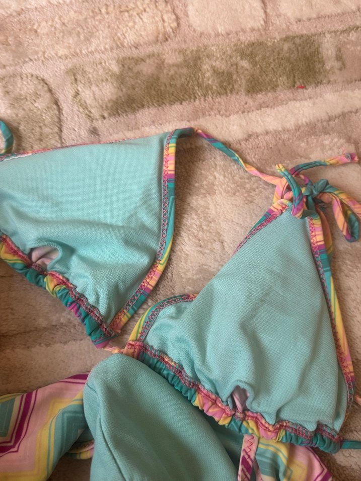 Renkli Bağlamalı Strappy Bikini Takımı - Görsel 4