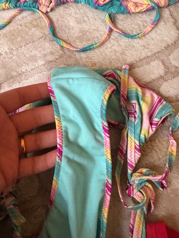 Renkli Bağlamalı Strappy Bikini Takımı - Görsel 3