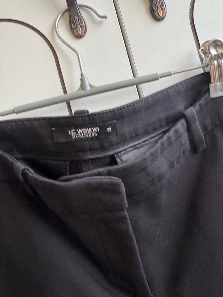 Kadın Siyah Kumaş Pantolon, Normal Kesim - Görsel 2