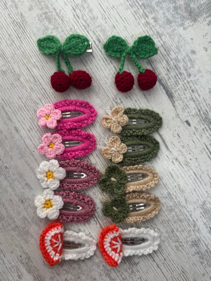 Renkli Nakışlı Örgü Çocuk Toka Seti - Görsel 2