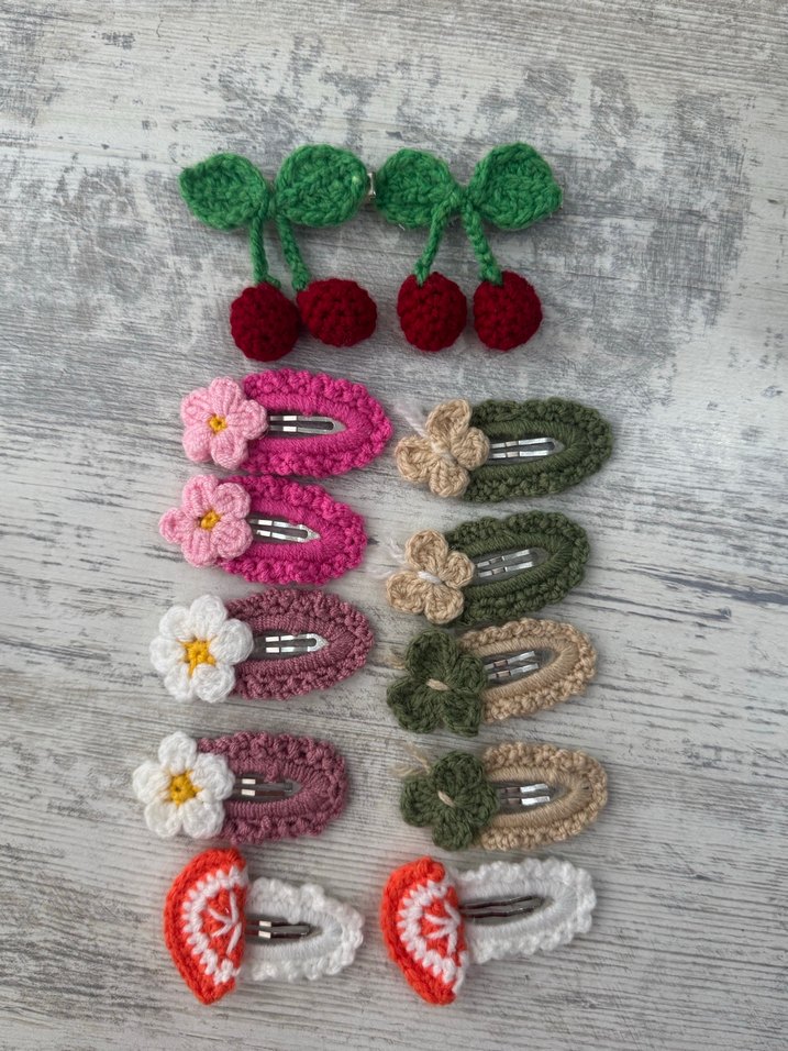 Renkli Nakışlı Örgü Çocuk Toka Seti - Görsel 3