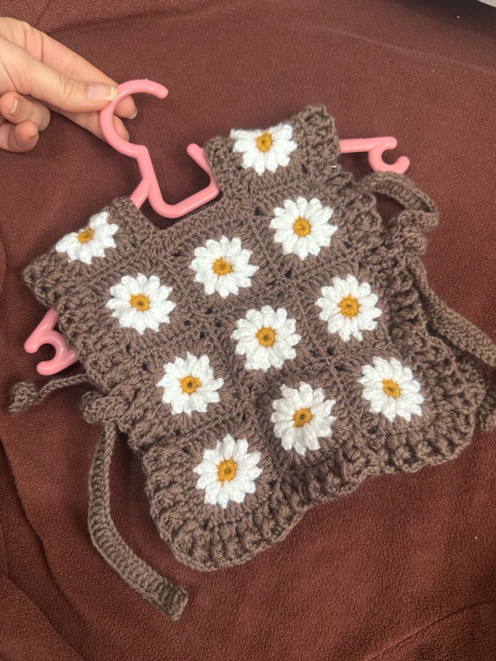 Kız Çocuk Örgü Çiçekli Bohem Yelek - Görsel 2