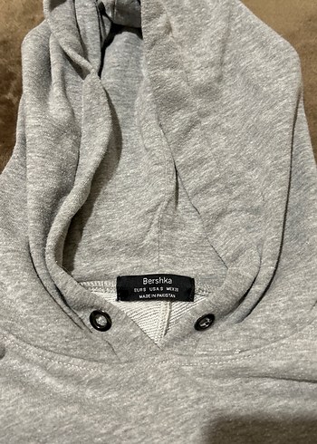 Bershka BERSHKA crop Gri Kapüşonlu Kadın Sweatshirt