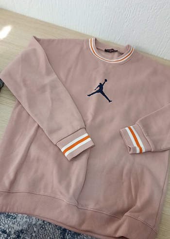 Pembe Baskılı Oversize Sweatshirt