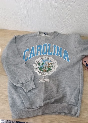 Gri Baskılı Kadın Sweatshirt