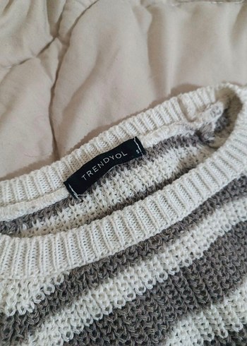 Trendyol Kahve Çizgili Kadın Triko Örgü Kazak - Görsel 3