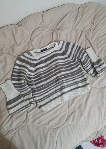 Trendyol Kahve Çizgili Kadın Triko Örgü Kazak - Görsel 2