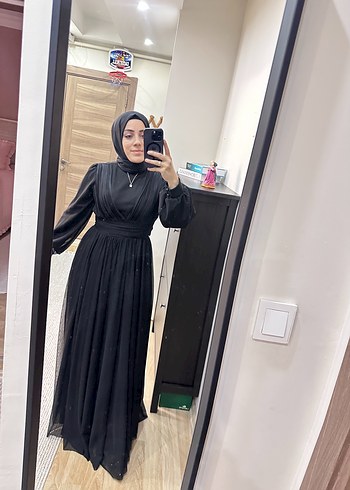 Uzun Siyah Gotik Kadın Elbise